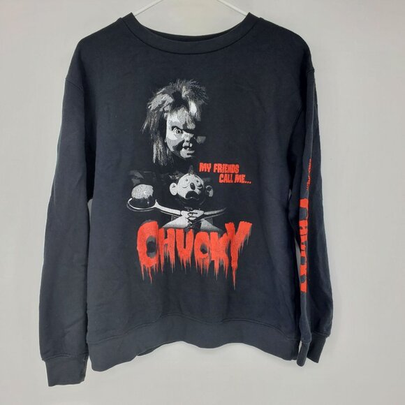 Chucky Doll My Friends Call Me Chucky Long Sleeve Graphic Crewneck Sweatshirt M - Picture 1 of 5